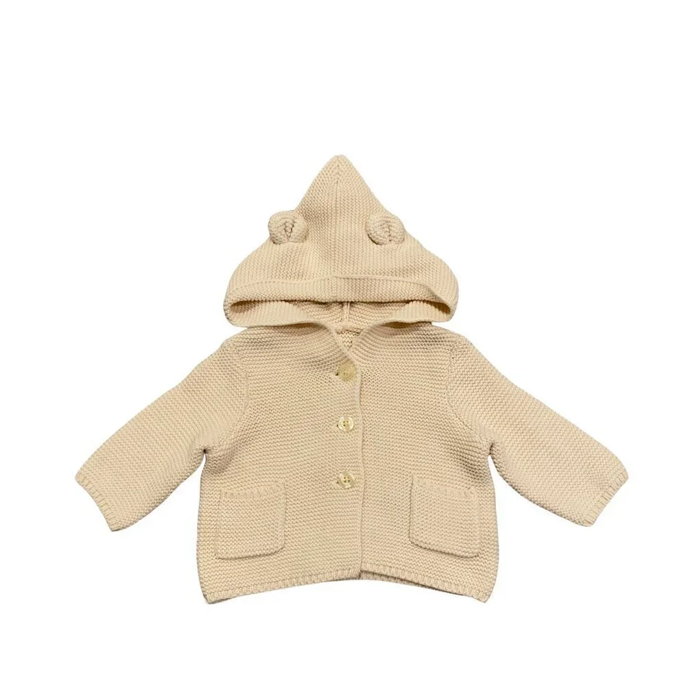 Baby Gap First Favorites Ivory Bear Ear Sweater - Size 0-3 months - Like New!